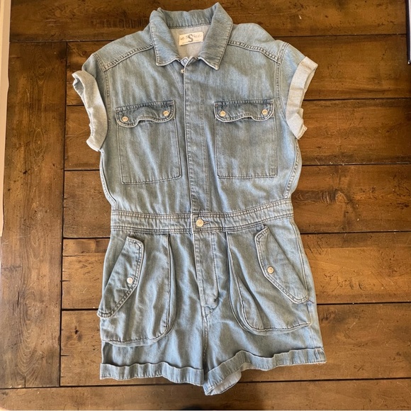 We The Free Free People Denim Utility Romper – Size Small - Picture 4 of 6